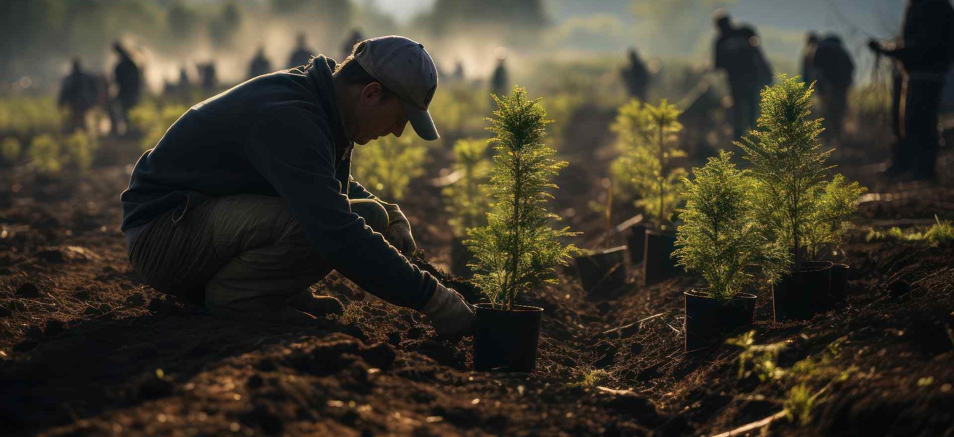 Ein Mann pflanzt einen Baum aus Symbolbild für die Bundes-Bodenschutz und Altlastenverordnung.